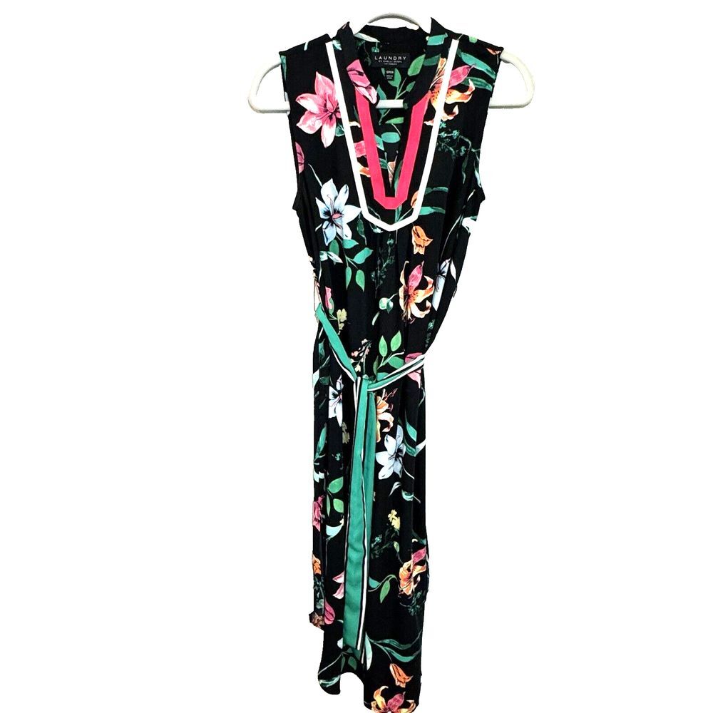 Laundry by Shelli Segal Women's Sleeveless Dress Size S Black floral V-Neck maxi